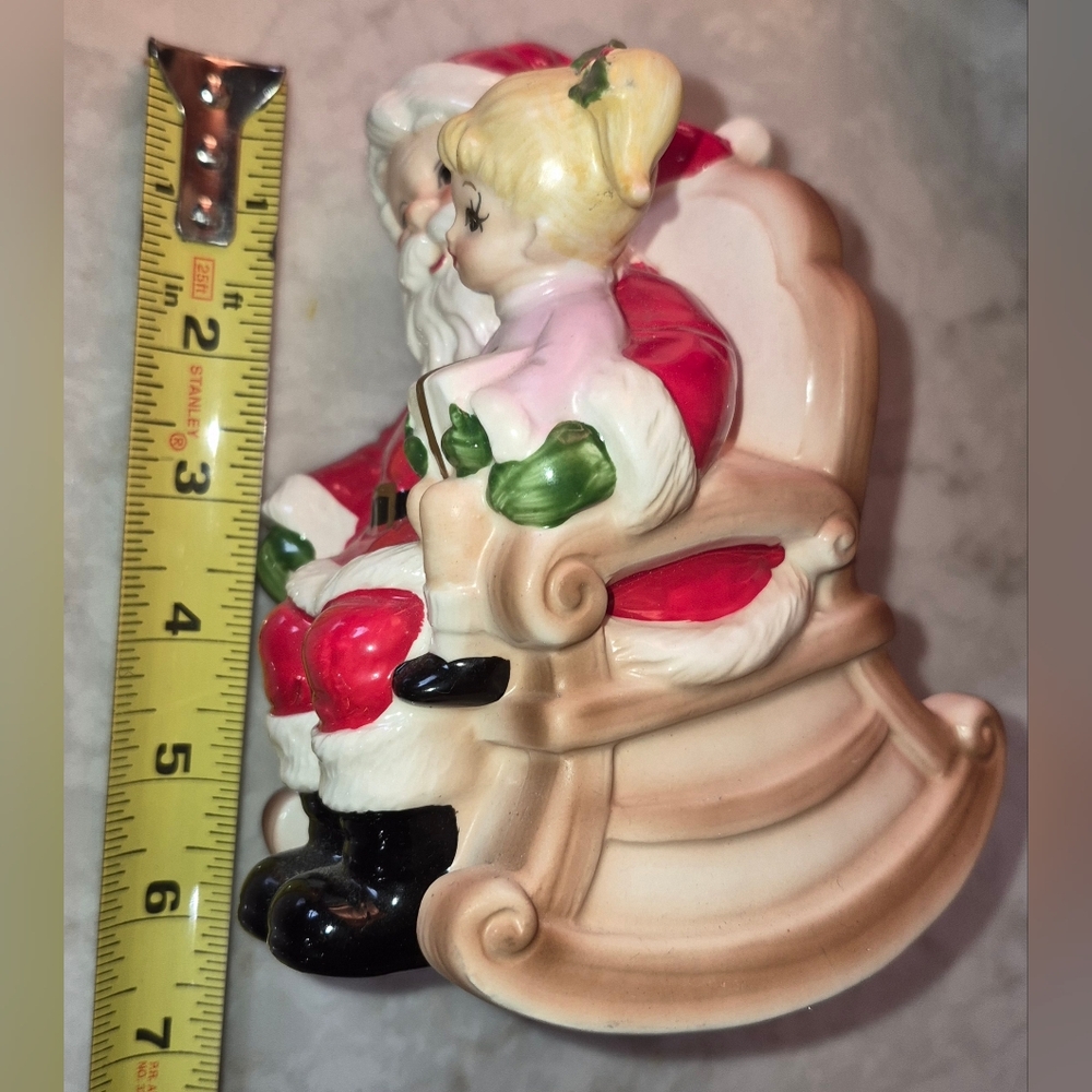 Vntge Ceramic Music Box, Lunds Lites Santa Claus In Rocking Chair, Made In JAPAN - Picture 4 of 5